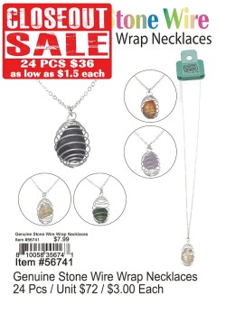 Genuine Stone Wire Wrap Necklaces