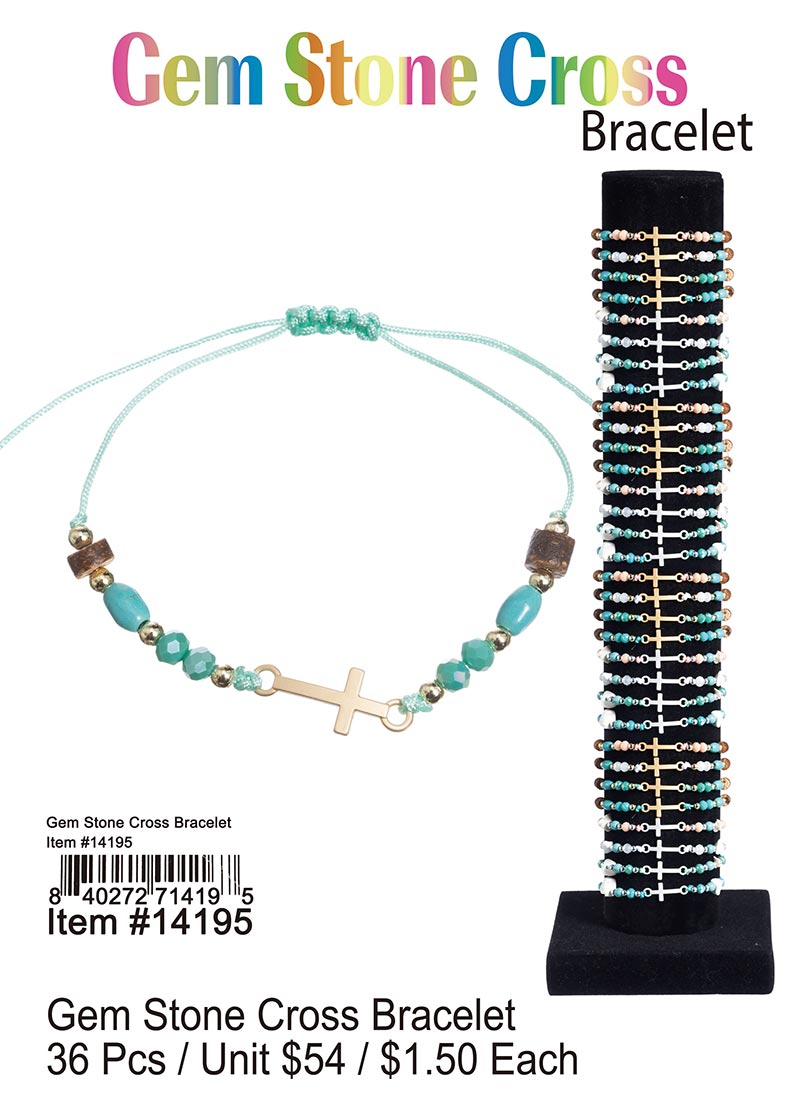 Gem Stone Cross Bracelet