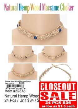 Natural Hemp Wood Macrame Choker