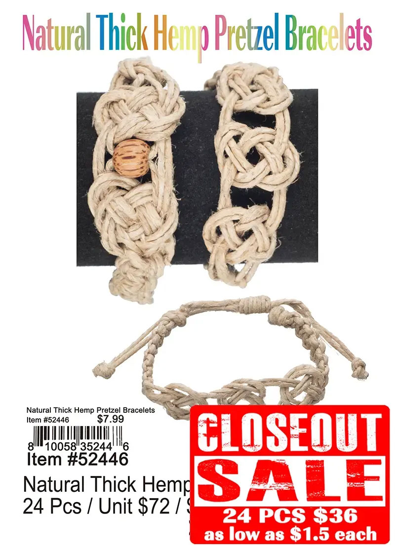 Natural Thick Hemp Pretzel Bracelets