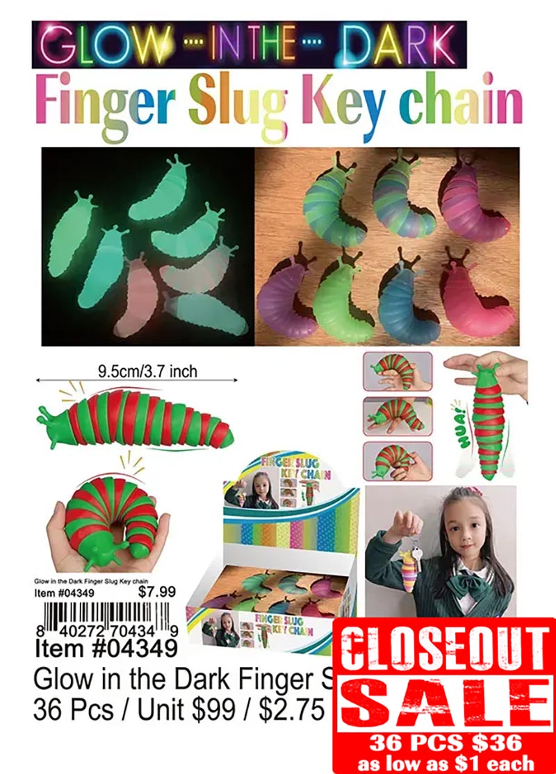 Glow in the Dark Finger Slug Keychain