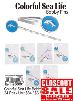 Colorful Sea Life Bobby Pins - Closeout 144 Pcs.