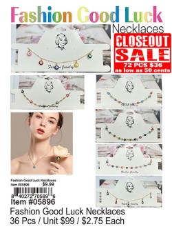 Fashion Good Luck Necklaces - Closeout 72 Pcs.