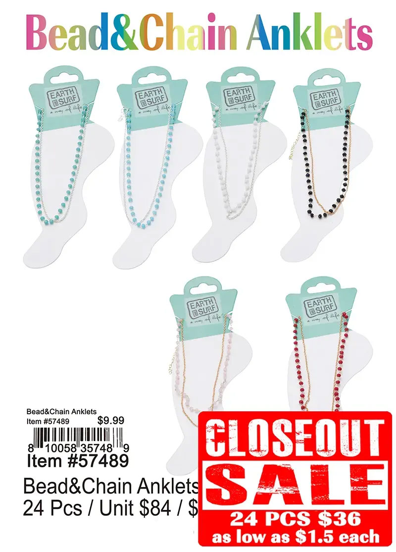 Bead and Chain Anklets