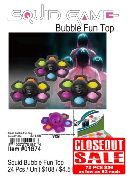 Squid Game Jumbo Decompression Toys - Closeout 96 Pcs.