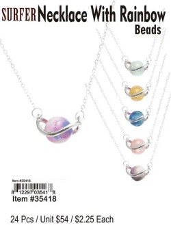 Surfer Necklace with Rainbow Beads