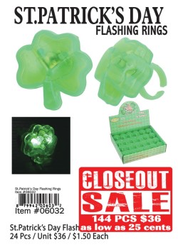 St Patrick Day Flashing Rings - Closeout 144 Pcs.