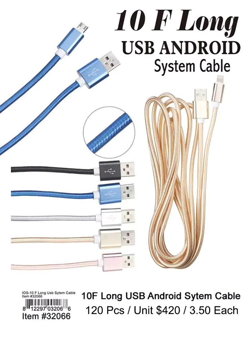 10 Feet Long USB Android Cable Charger