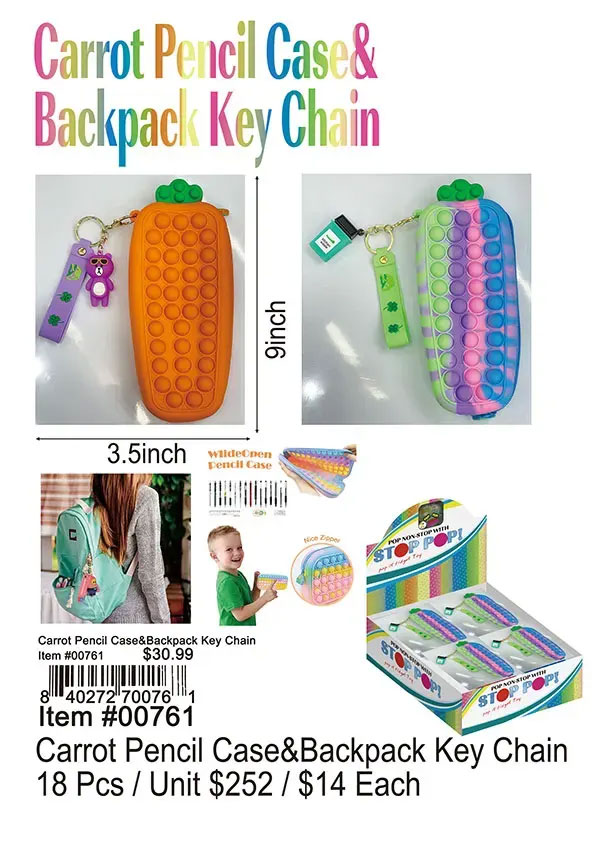 Carrot Pencil Case and Backpack Keychain