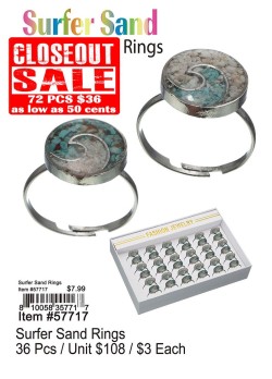 Surfer Sand Rings - Closeout 72 Pcs.