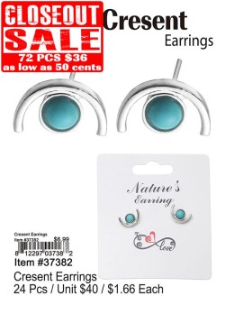 Cresent Earrings - Closeout 72 Pcs.
