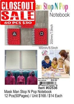 Mask Man Stop N Pop Notebook - Closeout 60 Pcs.