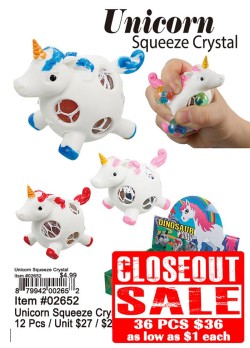 Unicorn Squeeze Crystal 36 Pcs. - Closeout