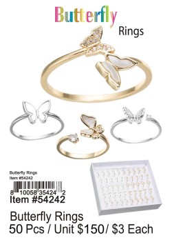 Butterfly Rings 50 Pcs.