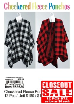 Checkered Fleece Ponchos