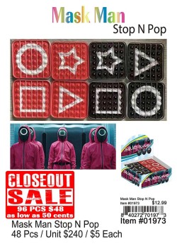 Mask Man Stop N Pop - Closeout 96 Pcs.