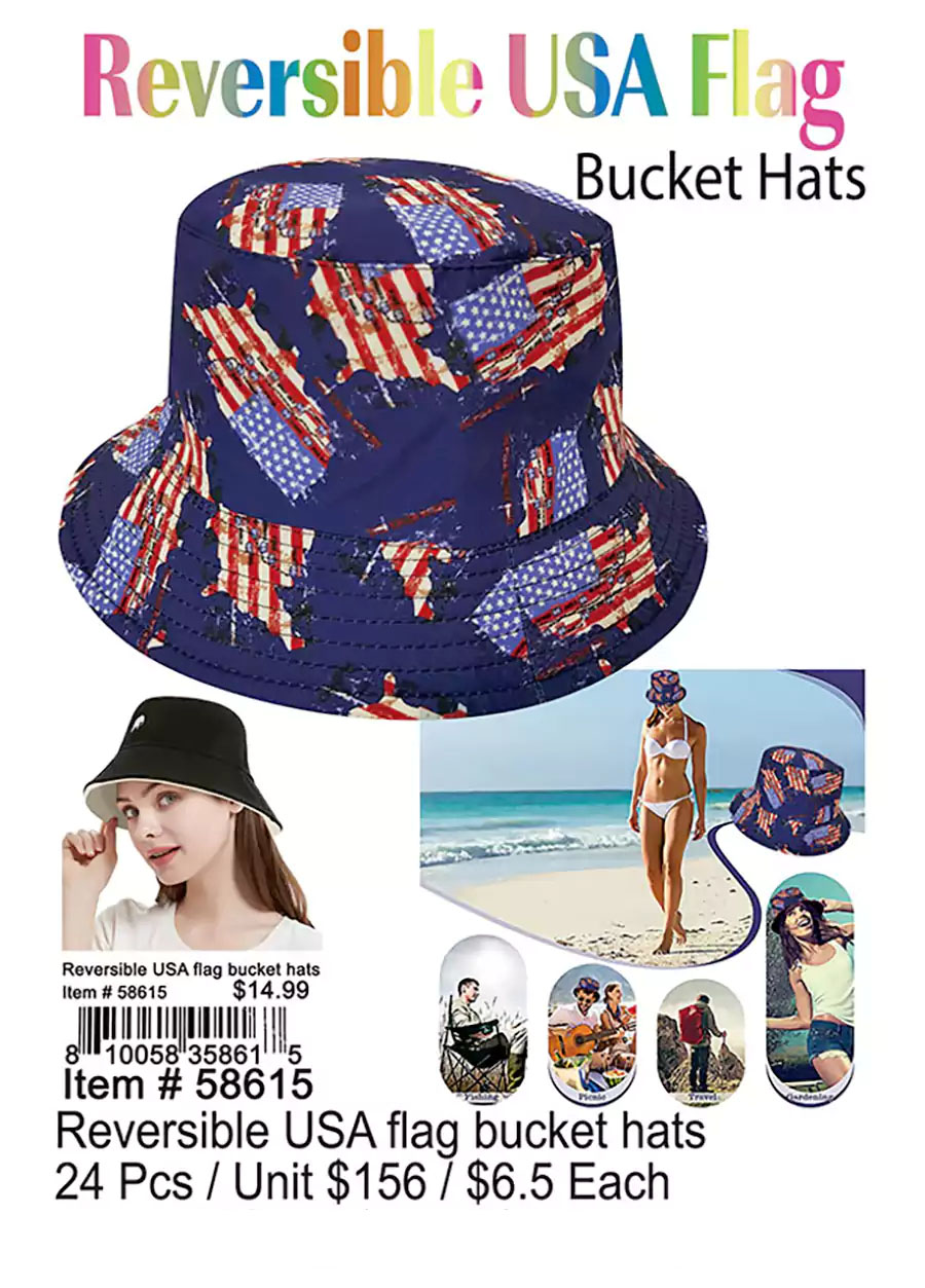 Reversible USA Flag Bucket Hats