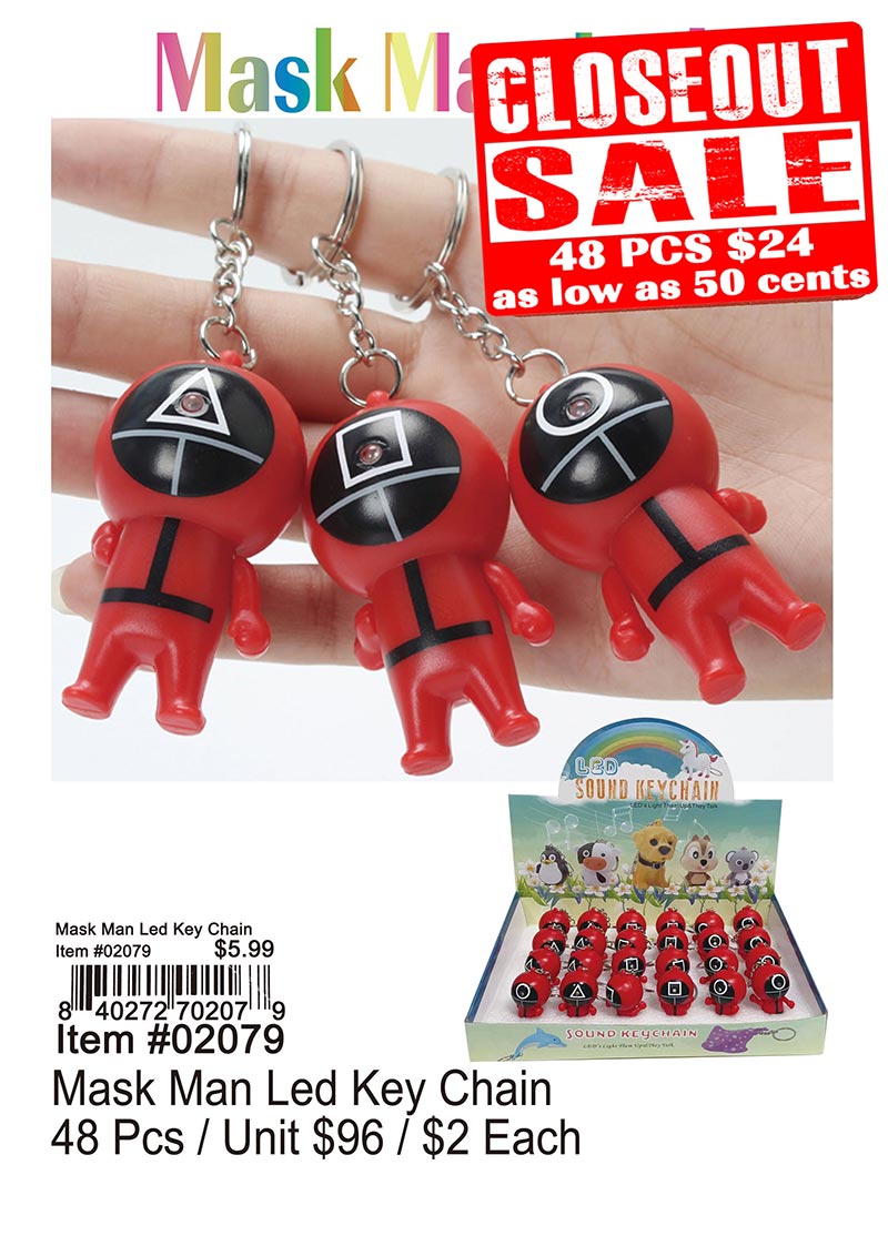 Wholesale Mask Man LED Keychain (CL)