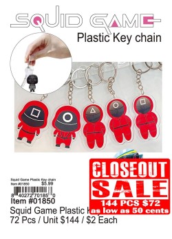 Squid Game Plastic Keychain - Closeout 144 Pcs.