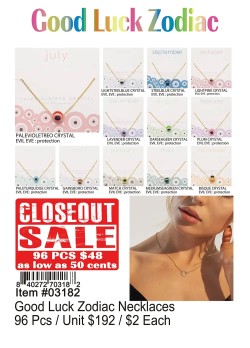 Goodluck Zodiac Necklaces 96 Pcs. - Closeout