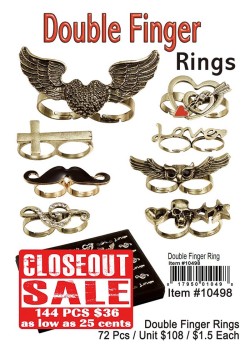 Double Finger Rings - Closeout 144 Pcs.