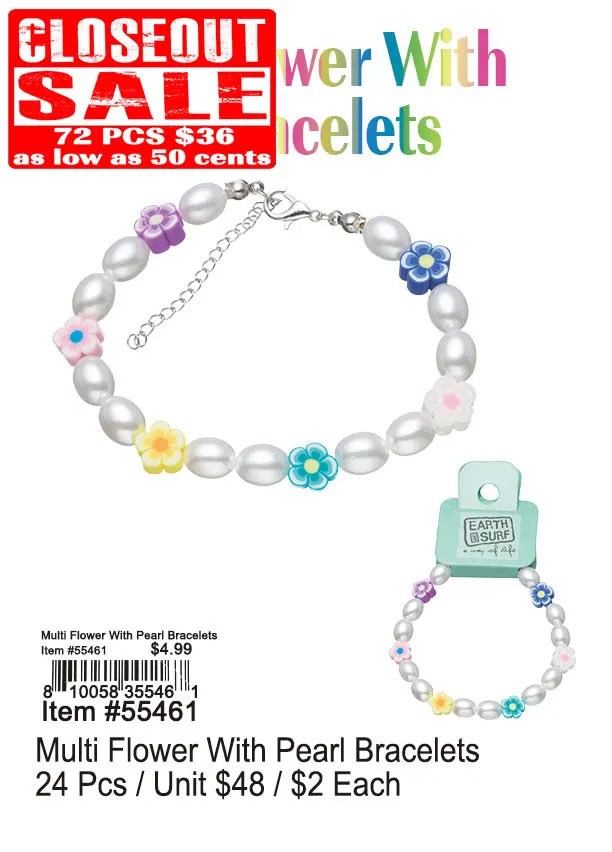 Multi Flower with Pearl Bracelets