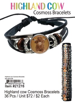 Highland Cow Cosmoss Bracelets 36 Pcs