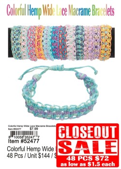 Colorful Hemp Wide Lace Macrame Bracelets