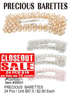 Precious Barettes - Closeout 24 Pcs.