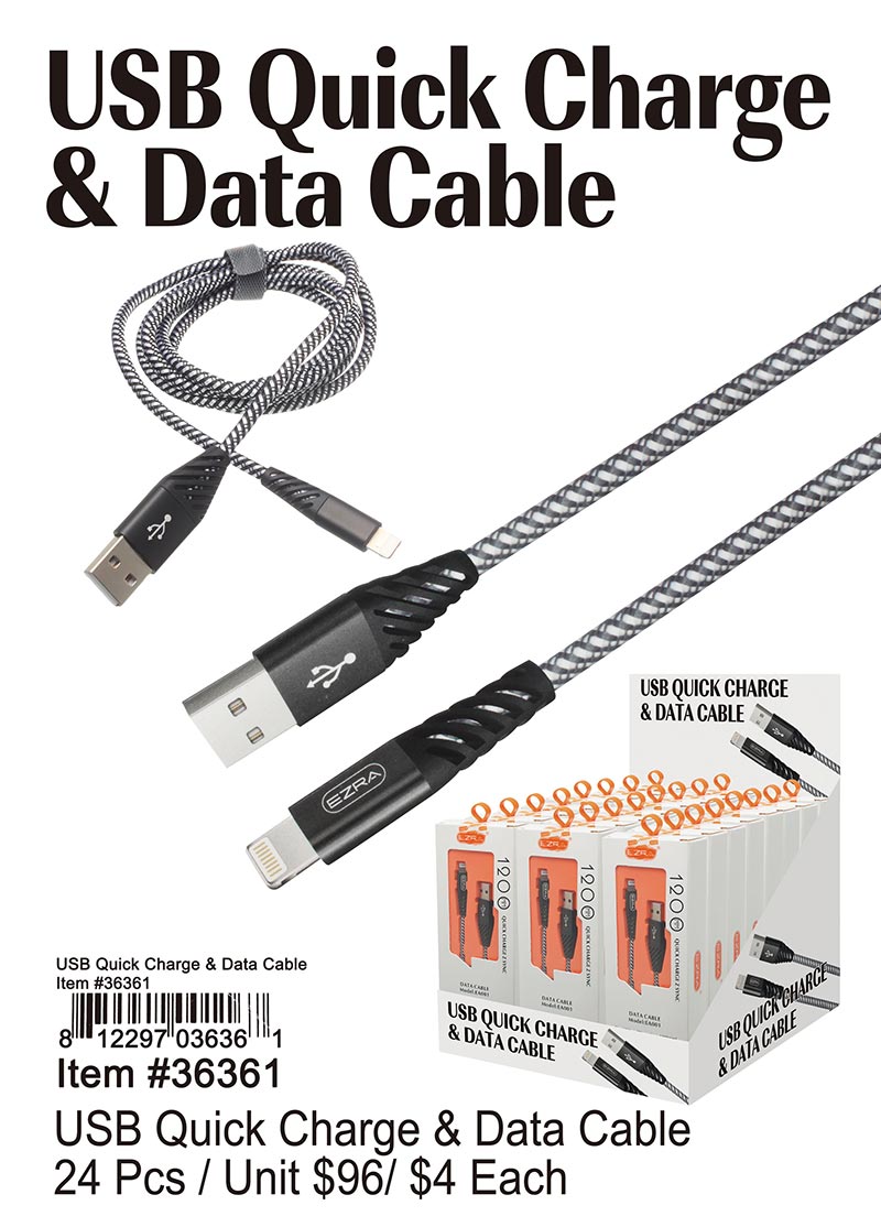 USB Quick Charge and Data Cable