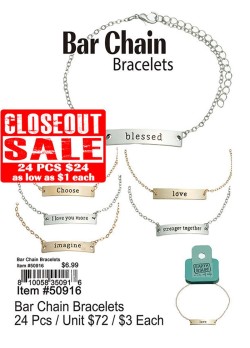 Bar Chain Bracelets - Closeout 24 Pcs.