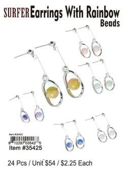 Surfer Earrings with Rainbow Beads