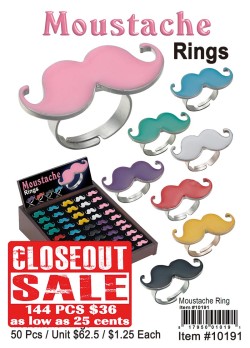 Moustache Rings - Closeout 144 Pcs.