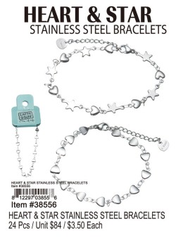 Heart and Star Stainless Steel Bracelets