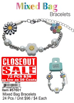 Mixed Bag Bracelets - Closeout 36 Pcs.