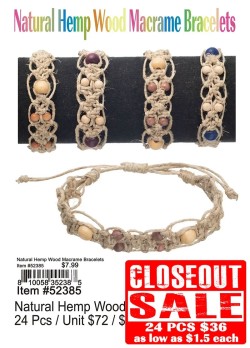 Natural Hemp Wood Macrame Bracelets