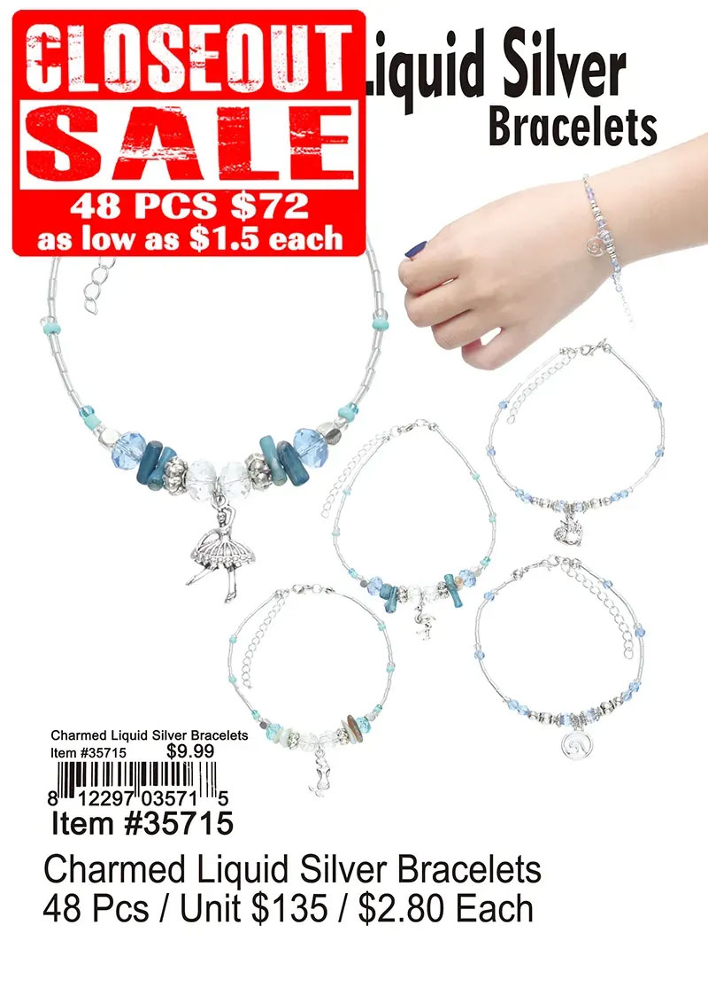 Charmed Liquid Silver Bracelets