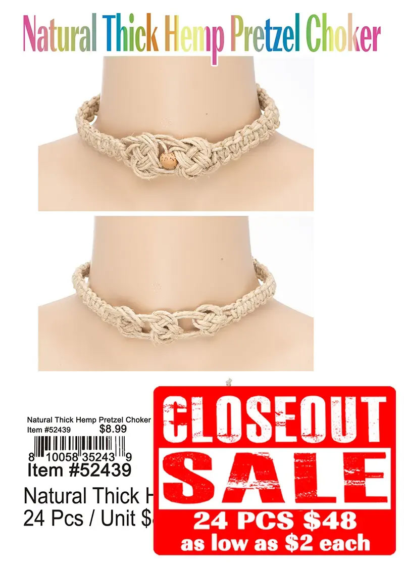 Natural Thick Hemp Pretzel Choker
