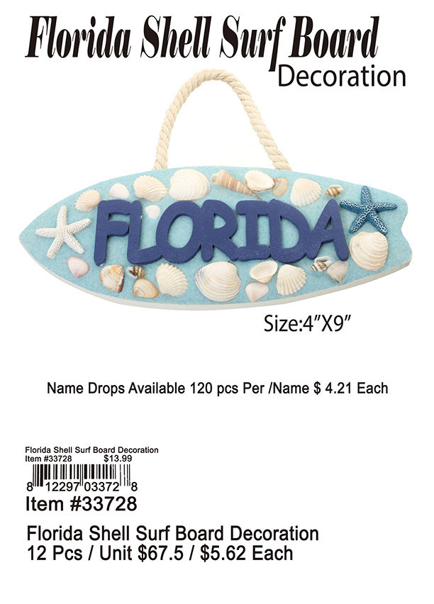 Florida Shell Surf Board Decoration
