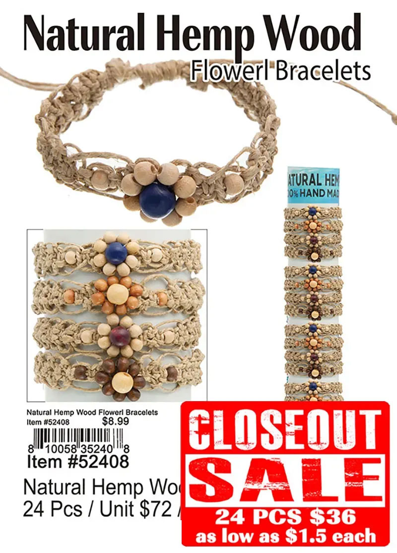 Natural Hemp Wood Macrame Bracelets Style 1