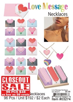 Love Message Necklace - Closeout 96 Pcs.