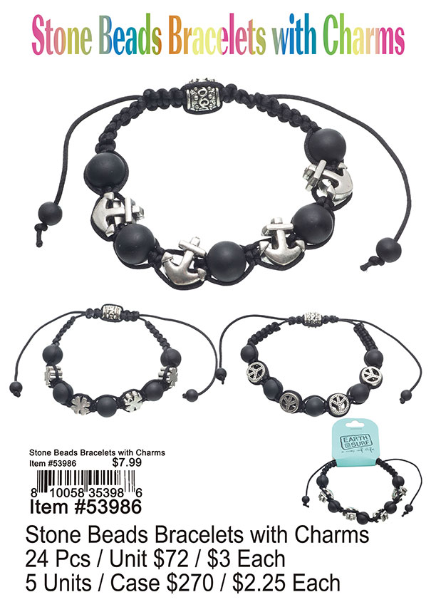 Stone Beads Bracelets With Charms