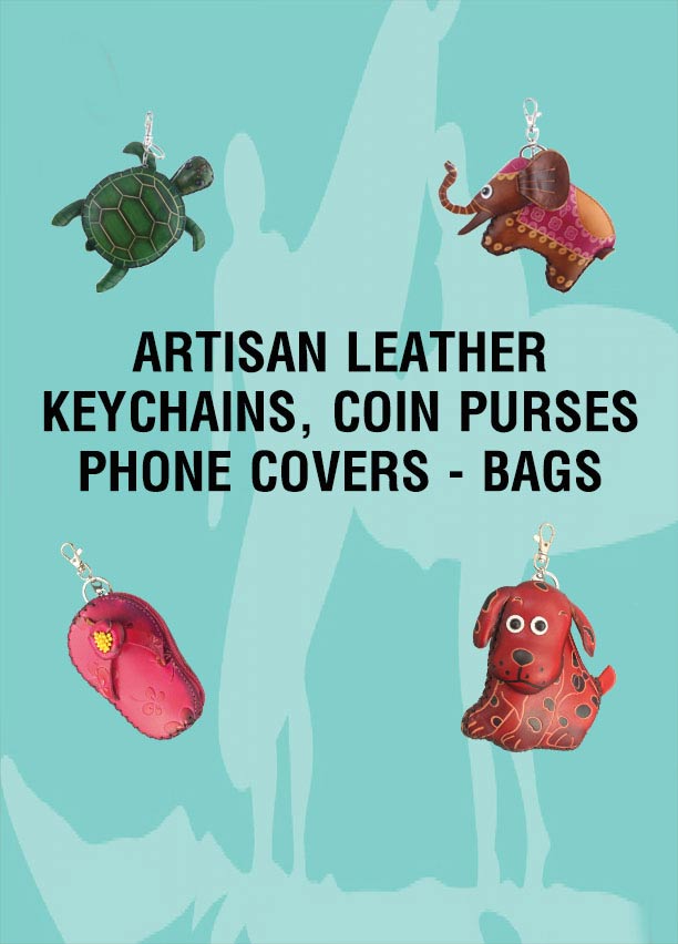 Leather Artisan Key Chains, Coin Purse and Bags