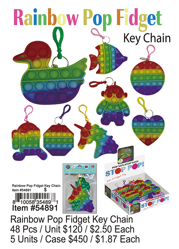 Rainbow Pop Fidget Keychain