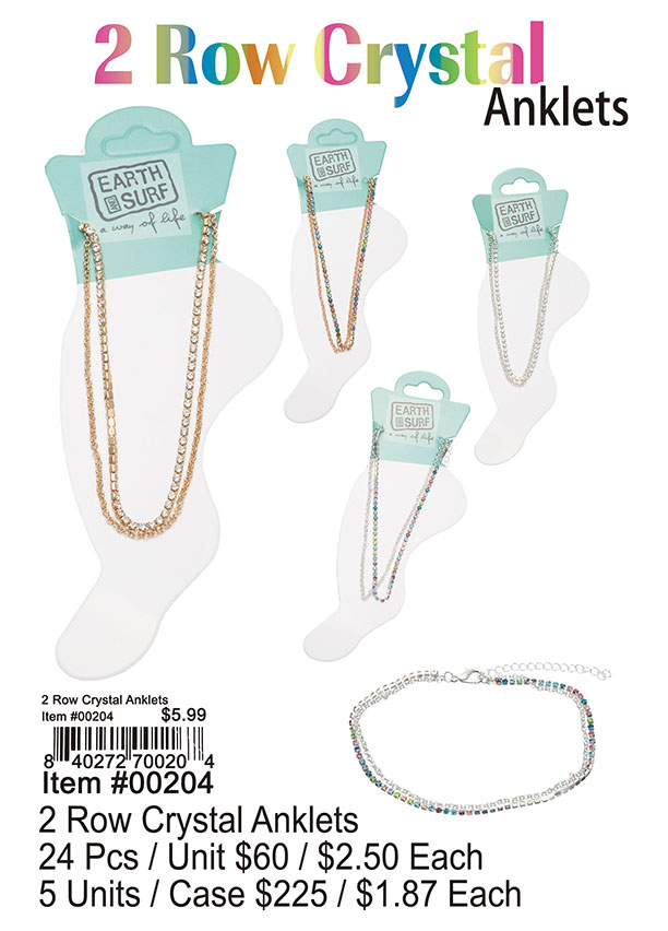 2-Row Crystal Anklets