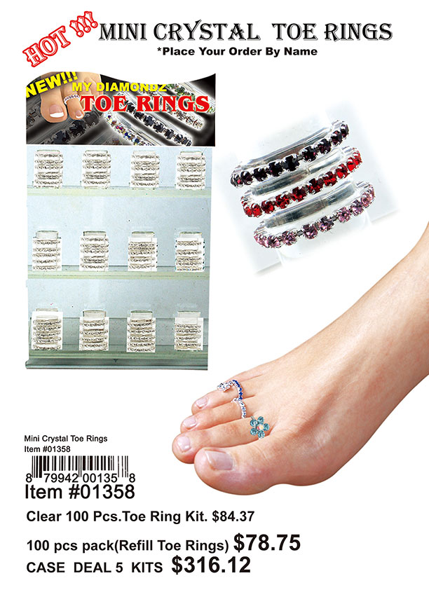 Mini Crystal Toe Rings Clear