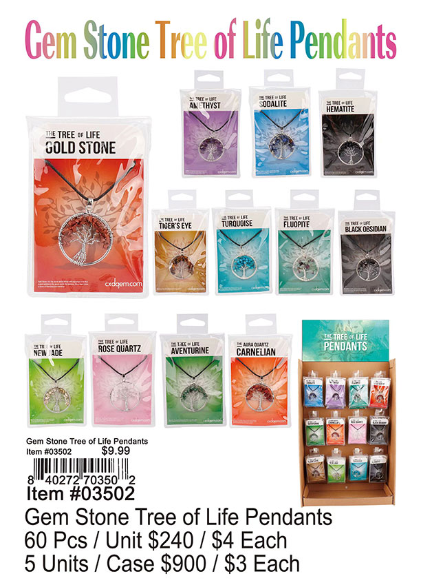 Gem Stone Tree of Life Pendant Puka Creations