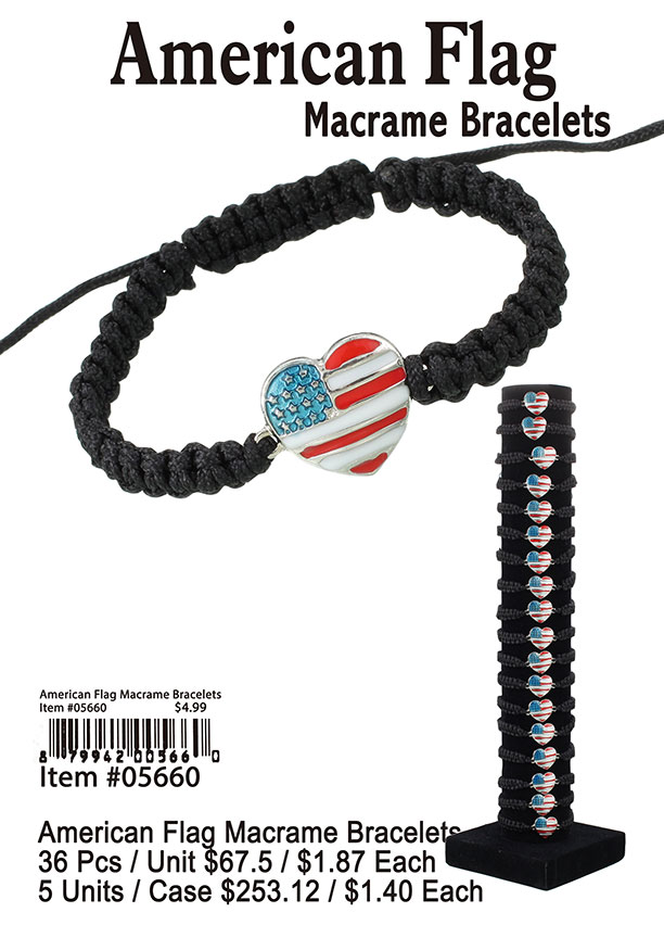 American Flag Macrame Bracelets
