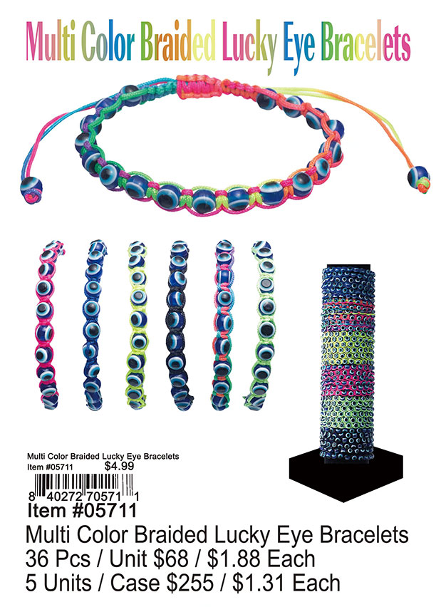 Multi Color Braided Lucky Eye Bracelets