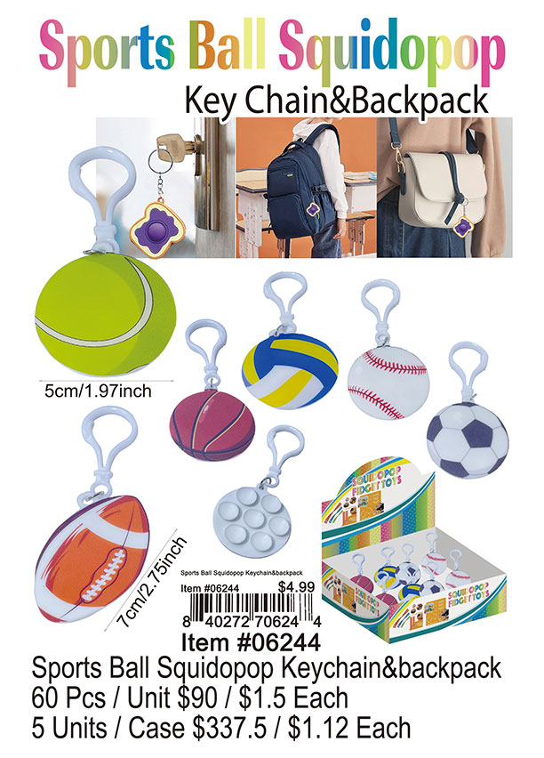 Sports Ball Squidpop Keychain and Backpack